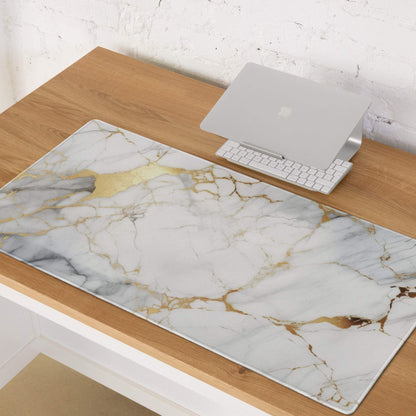 Lux Marble Style large gaming mouse pad with white gold vein design
