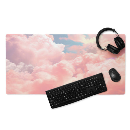 Dreamy pink cloud gaming mouse pad large size with non-slip base