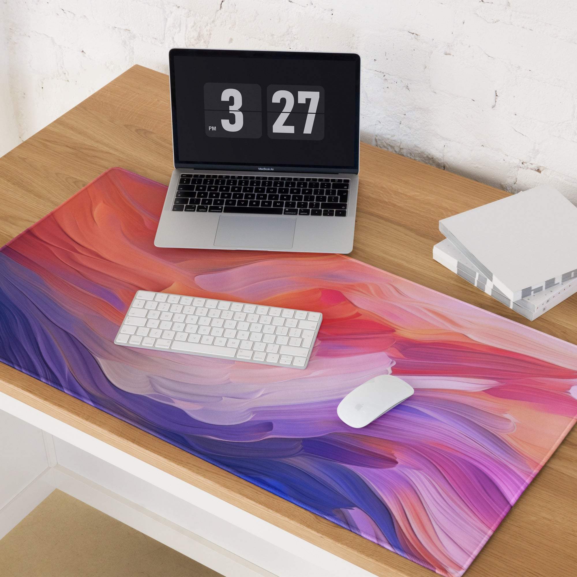 Vibrant abstract swirl gradient large gaming mousepad in pink purple orange for Dota CSGO