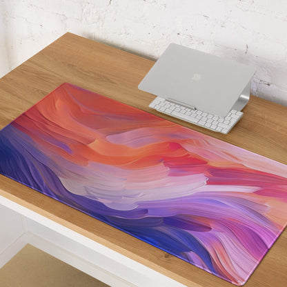 Vibrant abstract swirl gradient gaming mouse pad in coral lavender purple