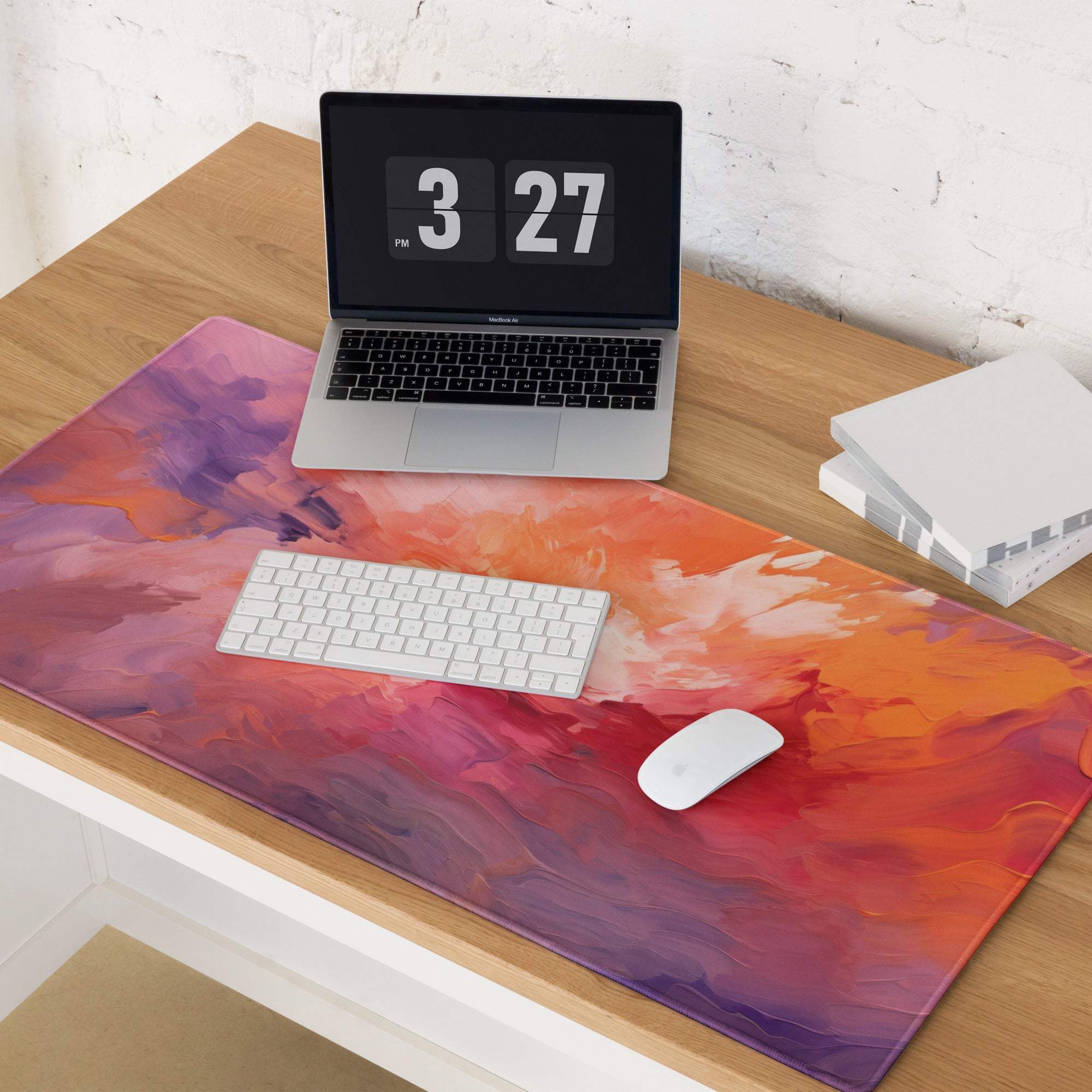 Vibrant gradient sunset gaming mouse pad with orange pink purple swirls large non-slip