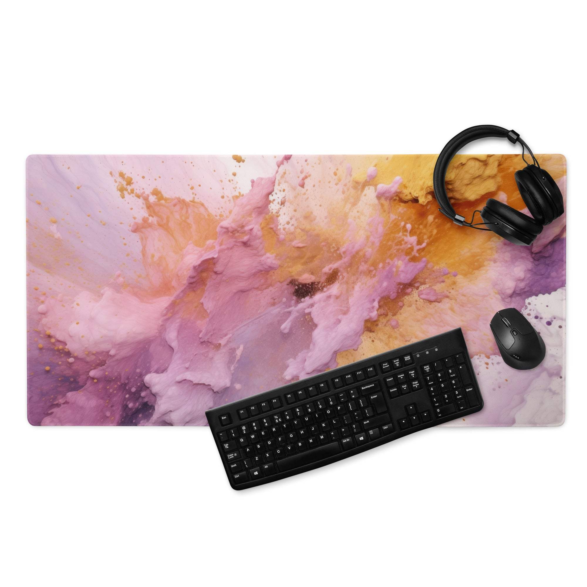 Premium abstract pink purple orange large non-slip gaming mouse pad