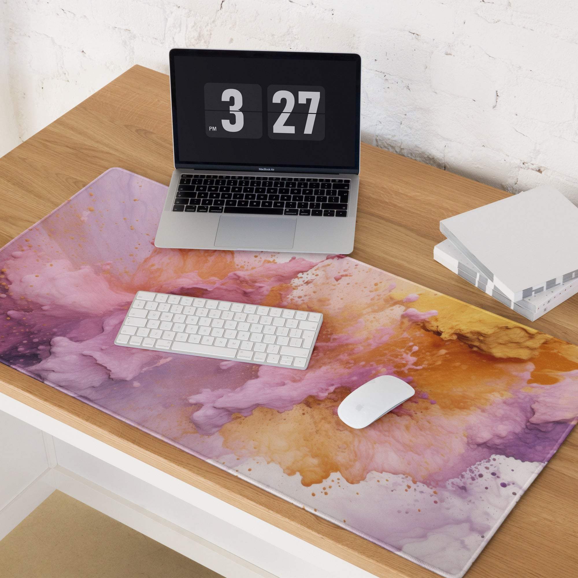 Premium abstract pink purple orange large non-slip gaming mouse pad