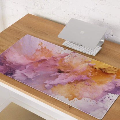Premium abstract pink purple orange large gaming mouse pad with non-slip base