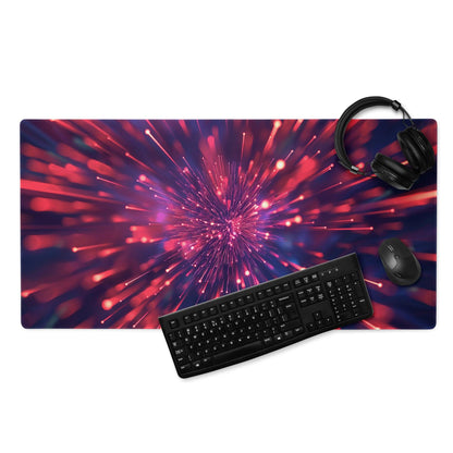 Cosmic Burst neon red purple fireworks gaming mouse pad