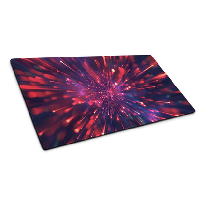Cosmic burst neon red purple gaming mouse pad with vibrant explosion design