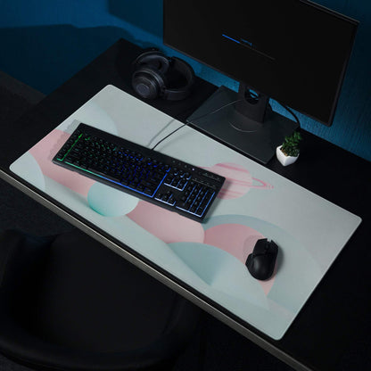 Pastel pink mint green wave mousepad large non-slip base edge stitching