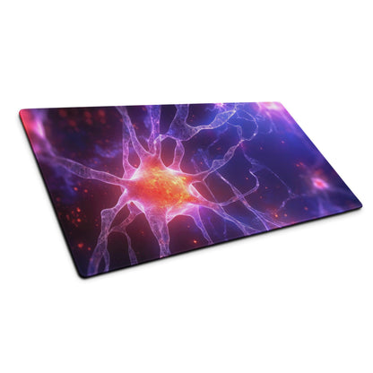 Epic Neon Purple Neural Network gaming mouse pad large size vibrant cosmic neuron design