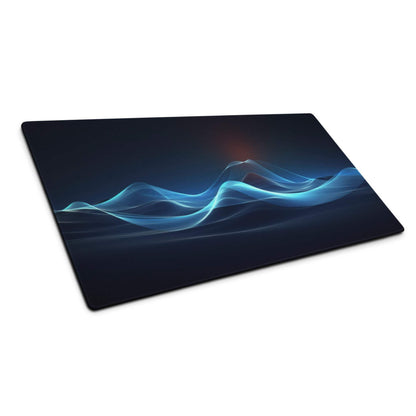 Sleek ocean waves blue large gaming mouse pad with non-slip base