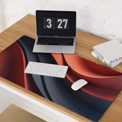 Large bold red and blue wave gaming mouse pad with non-slip base