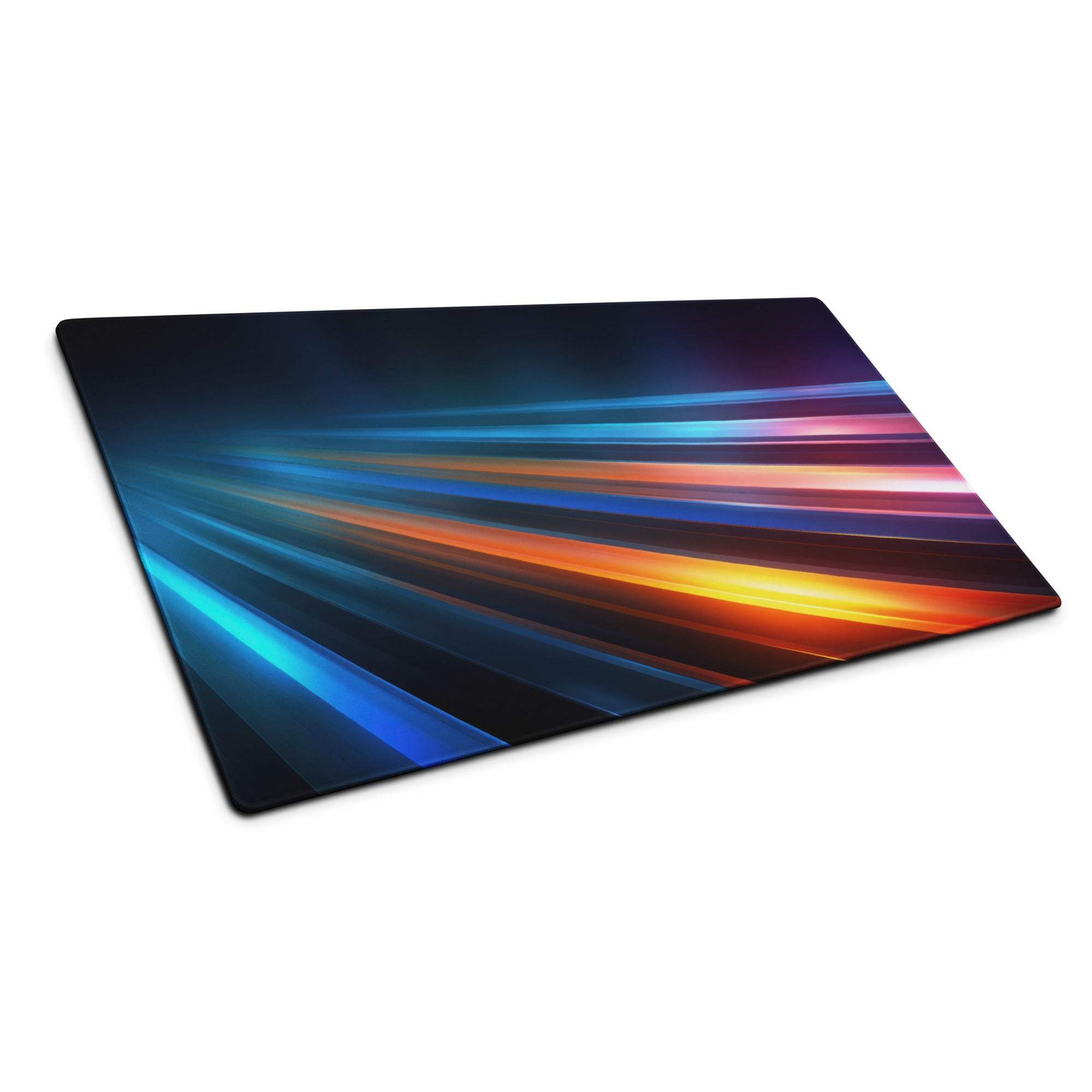 Vibrant neon light trails large gaming mouse pad with non-slip base