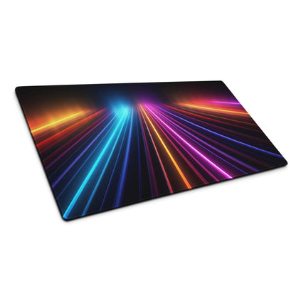 Vibrant neon rainbow lines ultra wide large non-slip gaming mouse pad