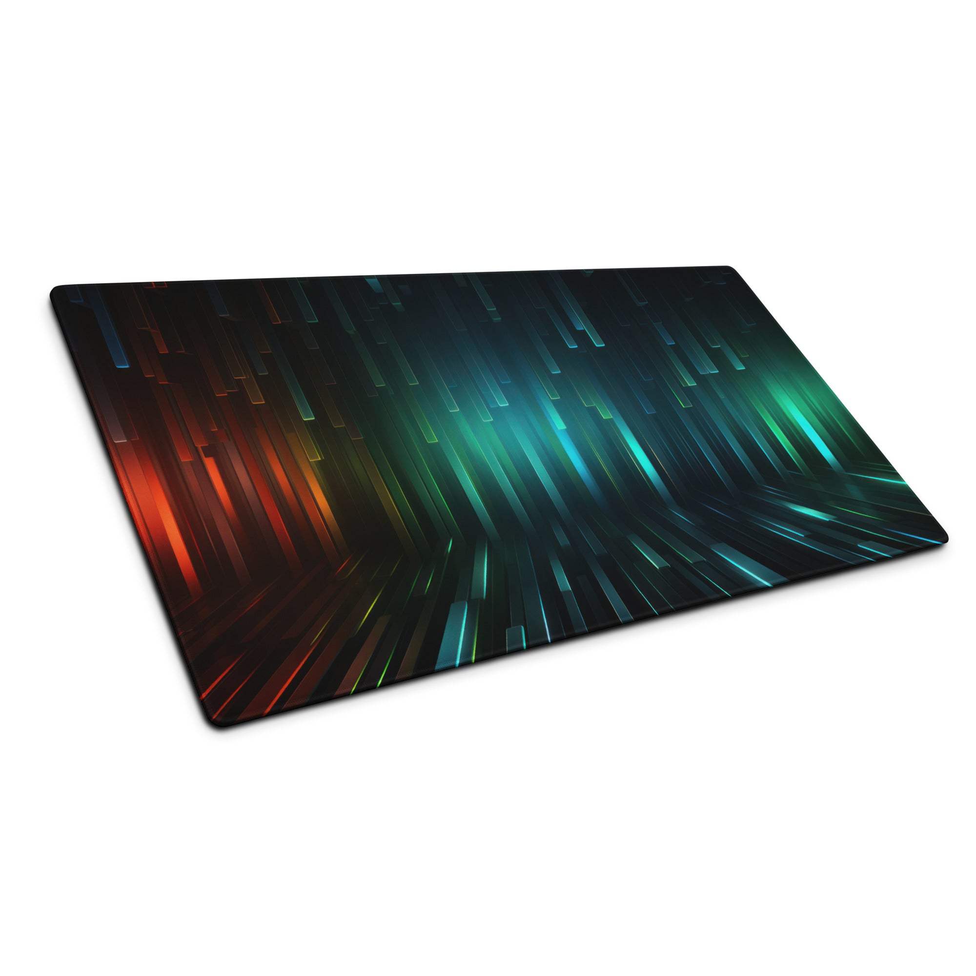 Futuristic Neon Pulse large gaming mouse pad with vibrant streaks