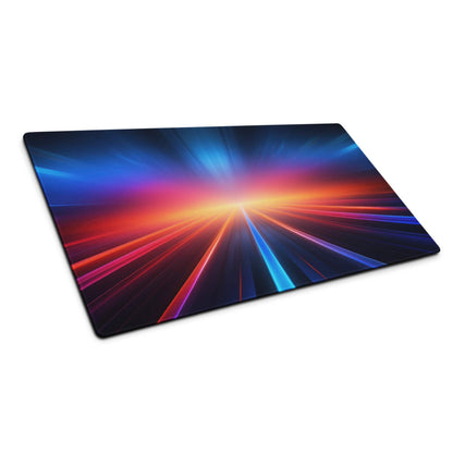 Vibrant cosmic light trail on futuristic neon horizon gaming mousepad