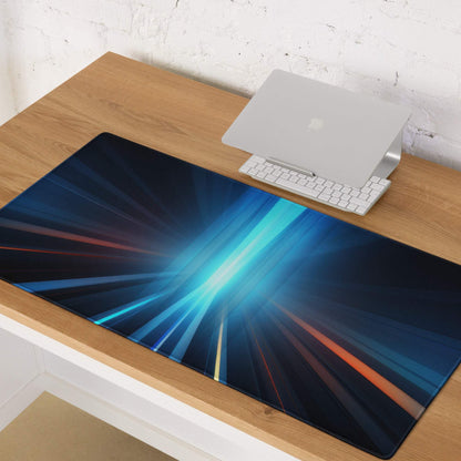 Blue black cosmic ray futuristic neon gaming mousepad non-slip base