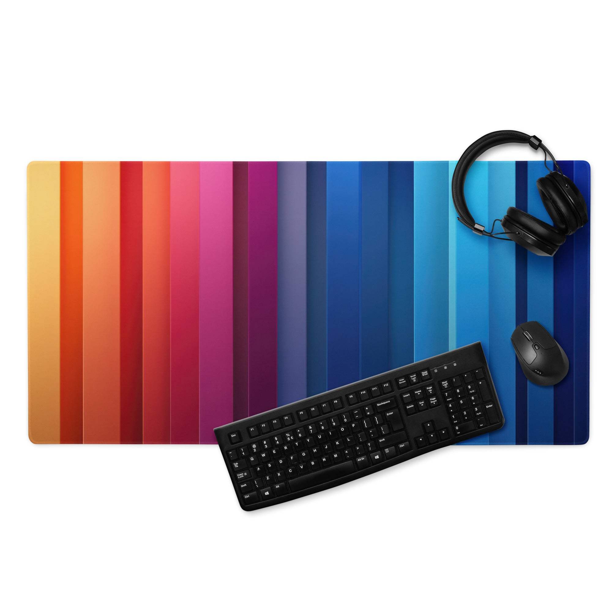 Vibrant rainbow gradient gaming mouse pad with large non-slip surface