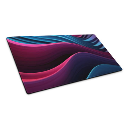 Vibrant abstract wave gaming mouse pad with magenta purple blue gradients large non-slip stitched