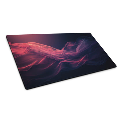 Premium large non-slip nebula pink purple wave gaming mouse pad with red purple smoke design