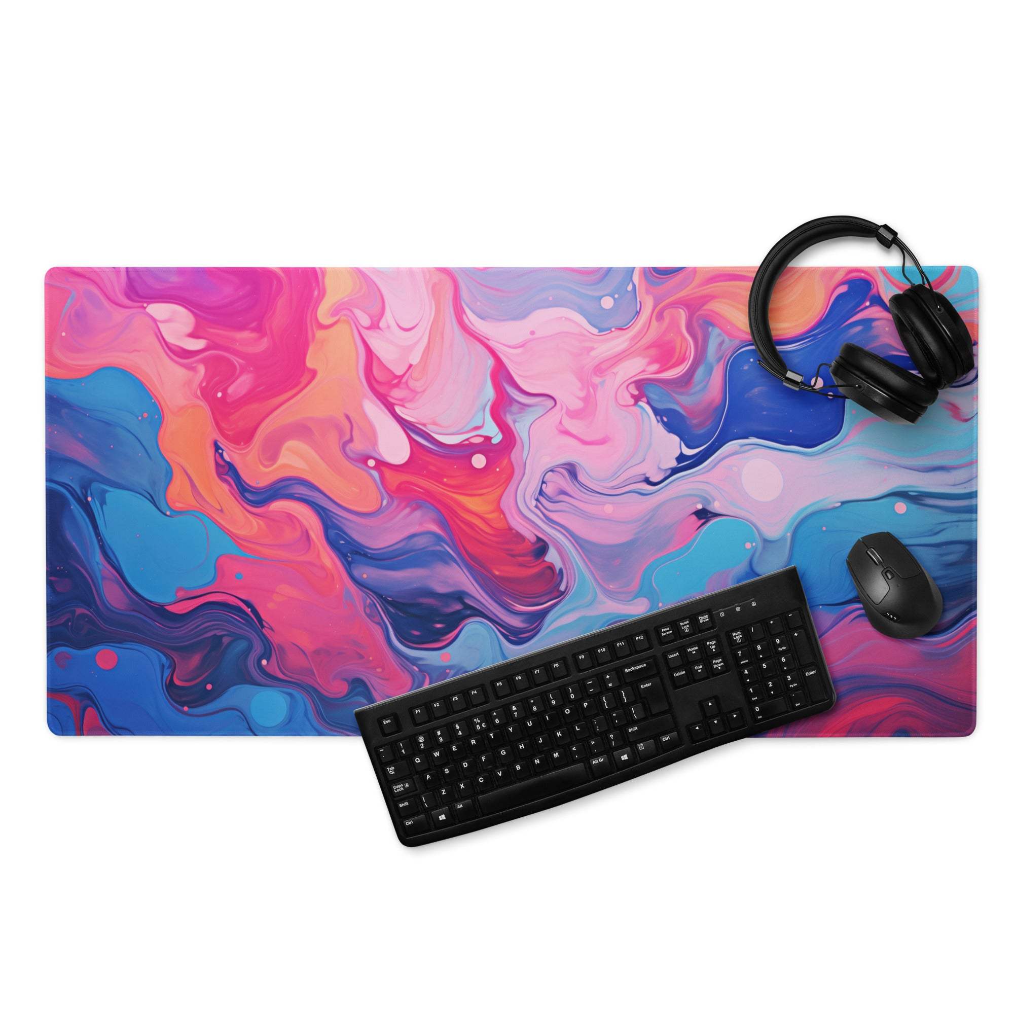 Vibrant pink blue orange swirl gaming mouse pad large nonslip esports Dota CSGO