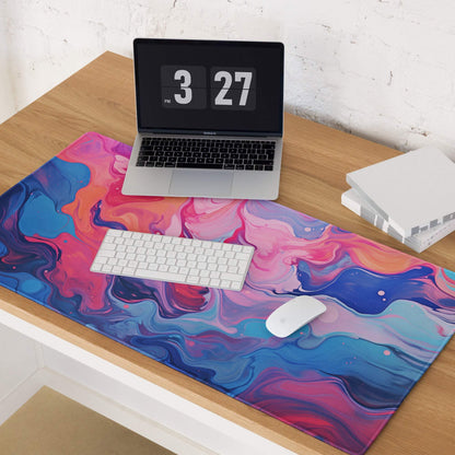 Vibrant pink blue purple swirl gaming mouse pad large non-slip base