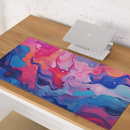 Vibrant swirl marbled gaming mouse pad in pink blue purple hues large non-slip esports Dota CSGO