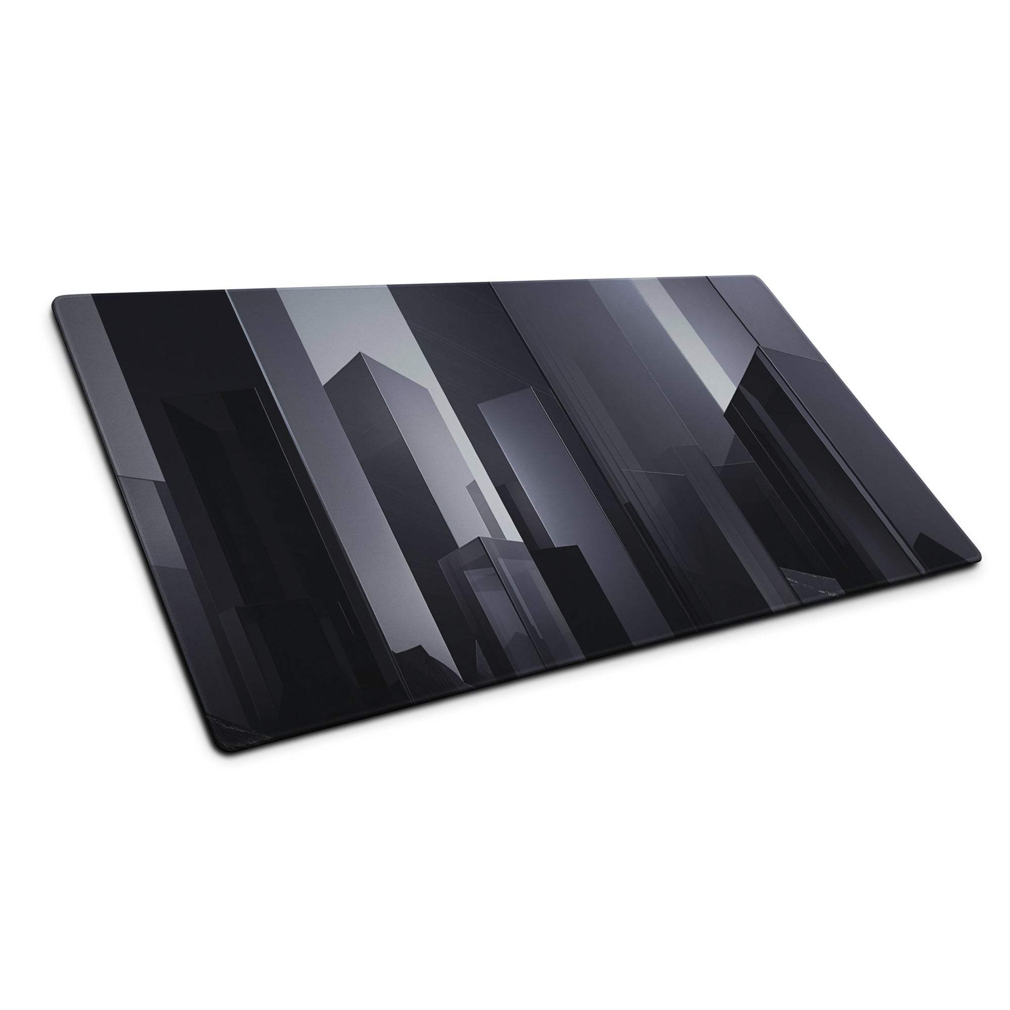 Black gray abstract cityscape gaming mousepad large non-slip stitched edges