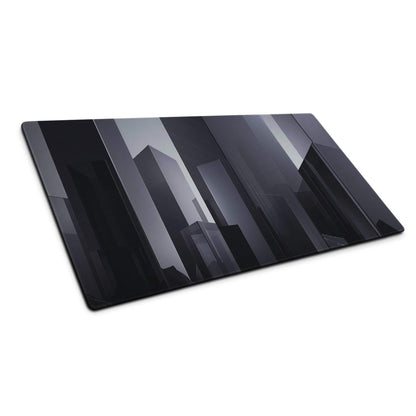Black gray abstract cityscape gaming mousepad large non-slip stitched edges
