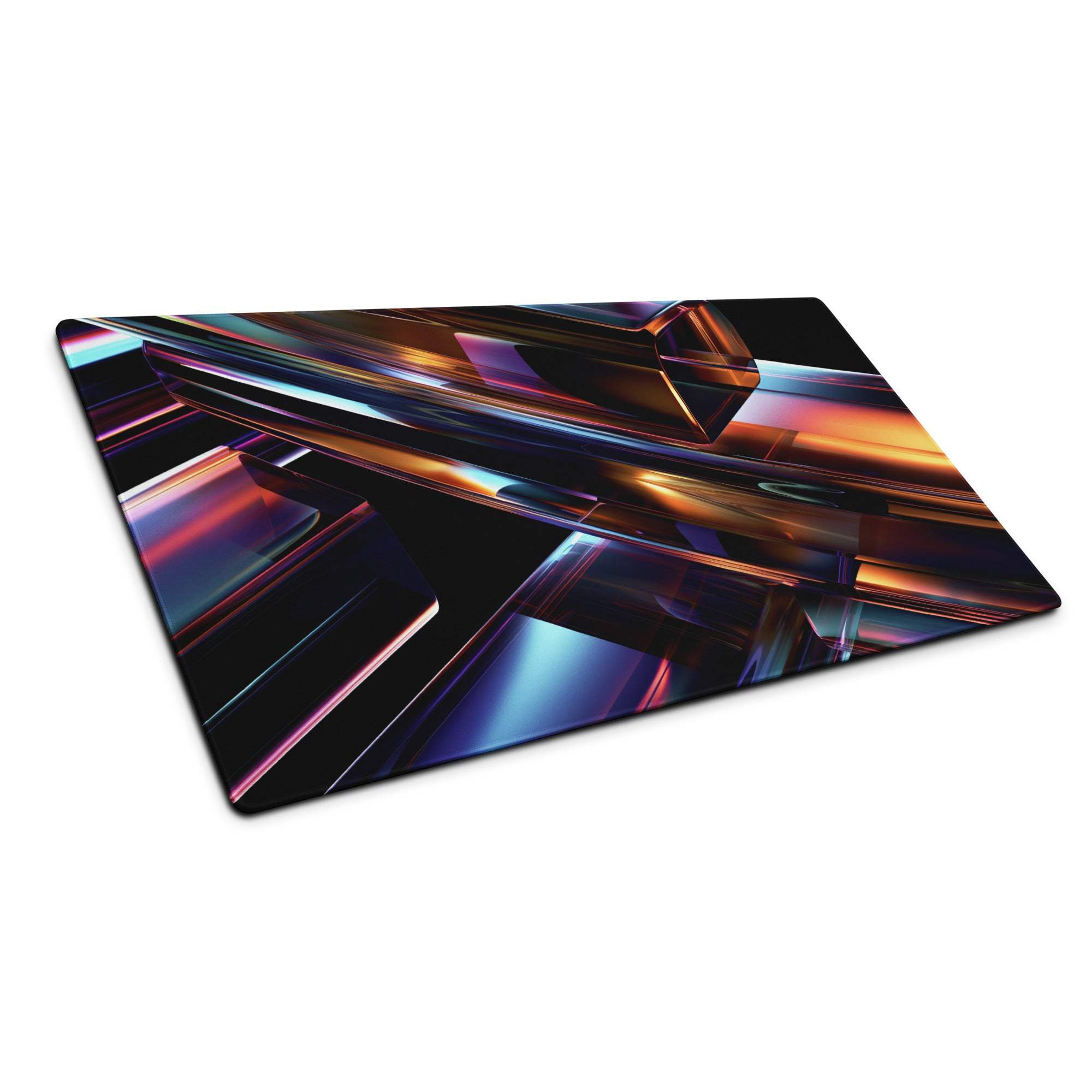 Vibrant neon abstract gaming mouse pad with glossy iridescent design