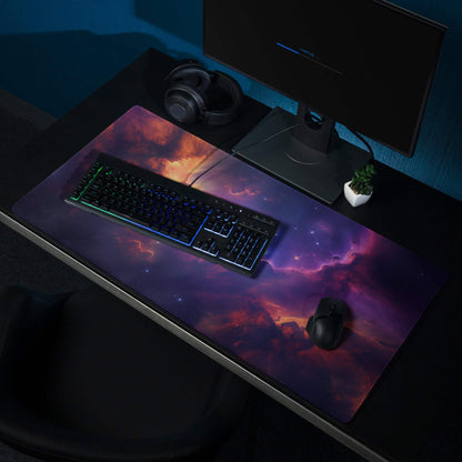 Vibrant cosmic nebula gaming mouse pad ultra large with non-slip base