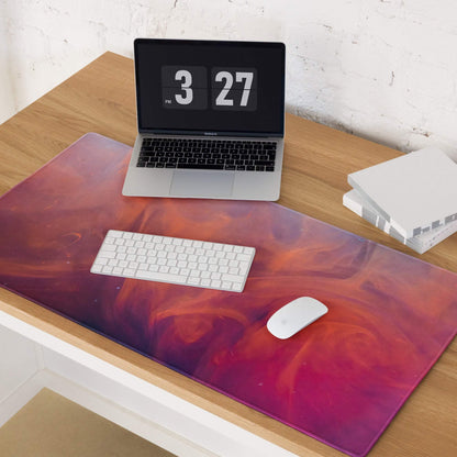 Vibrant red purple cosmic gradient large gaming mousepad with non-slip base