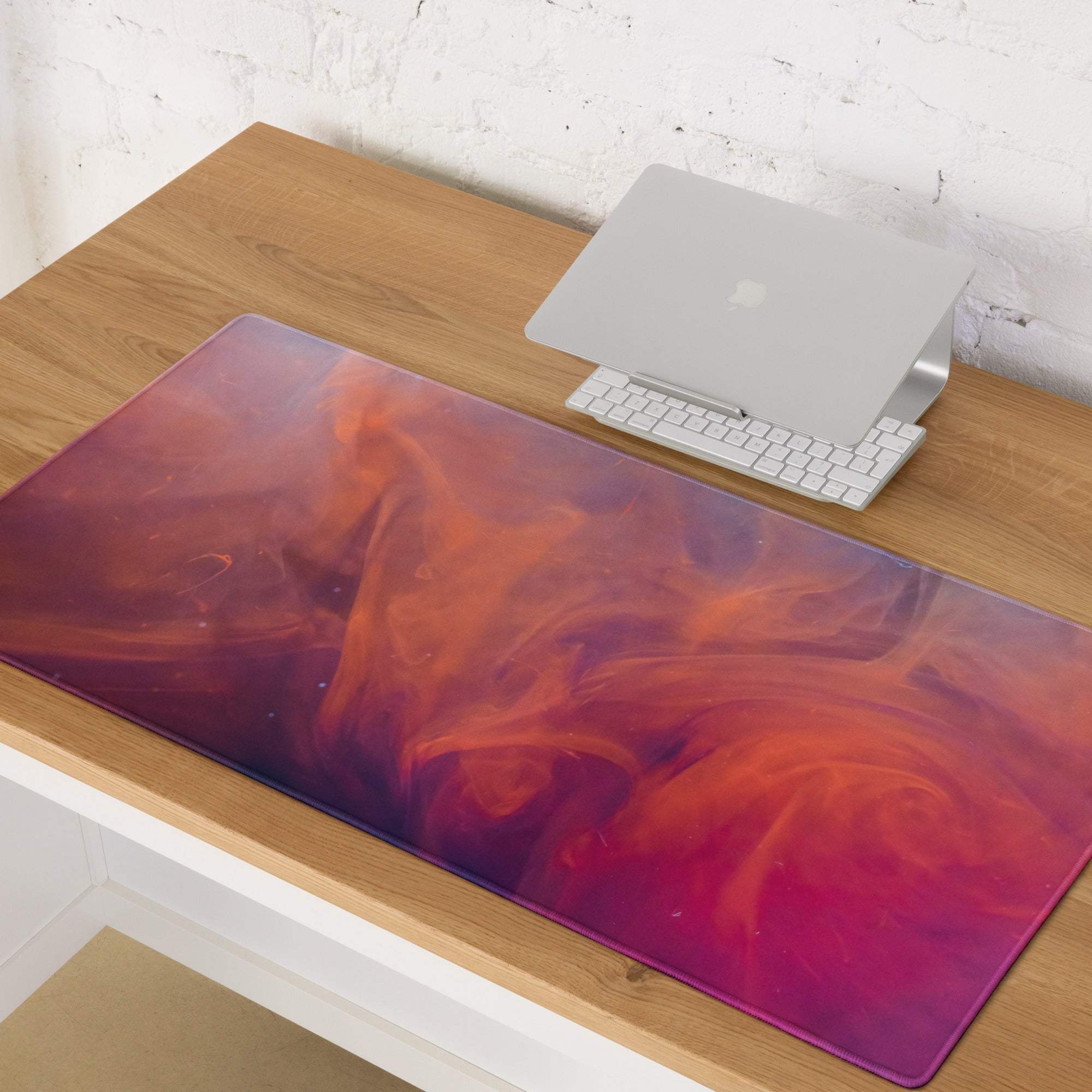 Large translucent gaming mousepad with red purple gradient, non-slip base, edge stitching for Dota CSGO
