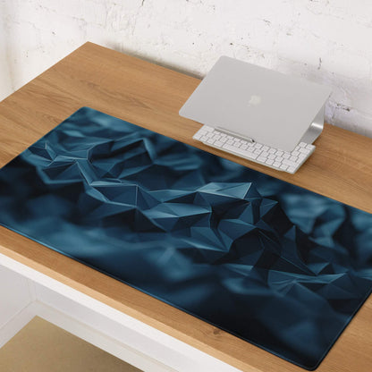 Deep blue geometric mountain gaming mouse pad with non-slip base