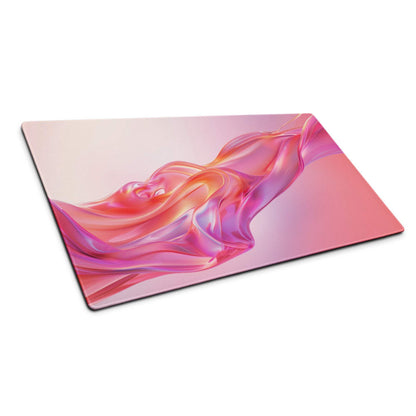 Vibrant pink orange gradient gaming mouse pad with non-slip base stitching