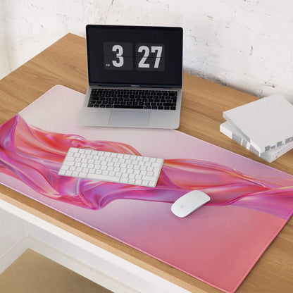 Vibrant pink purple gradient gaming mouse pad with non-slip base stitching