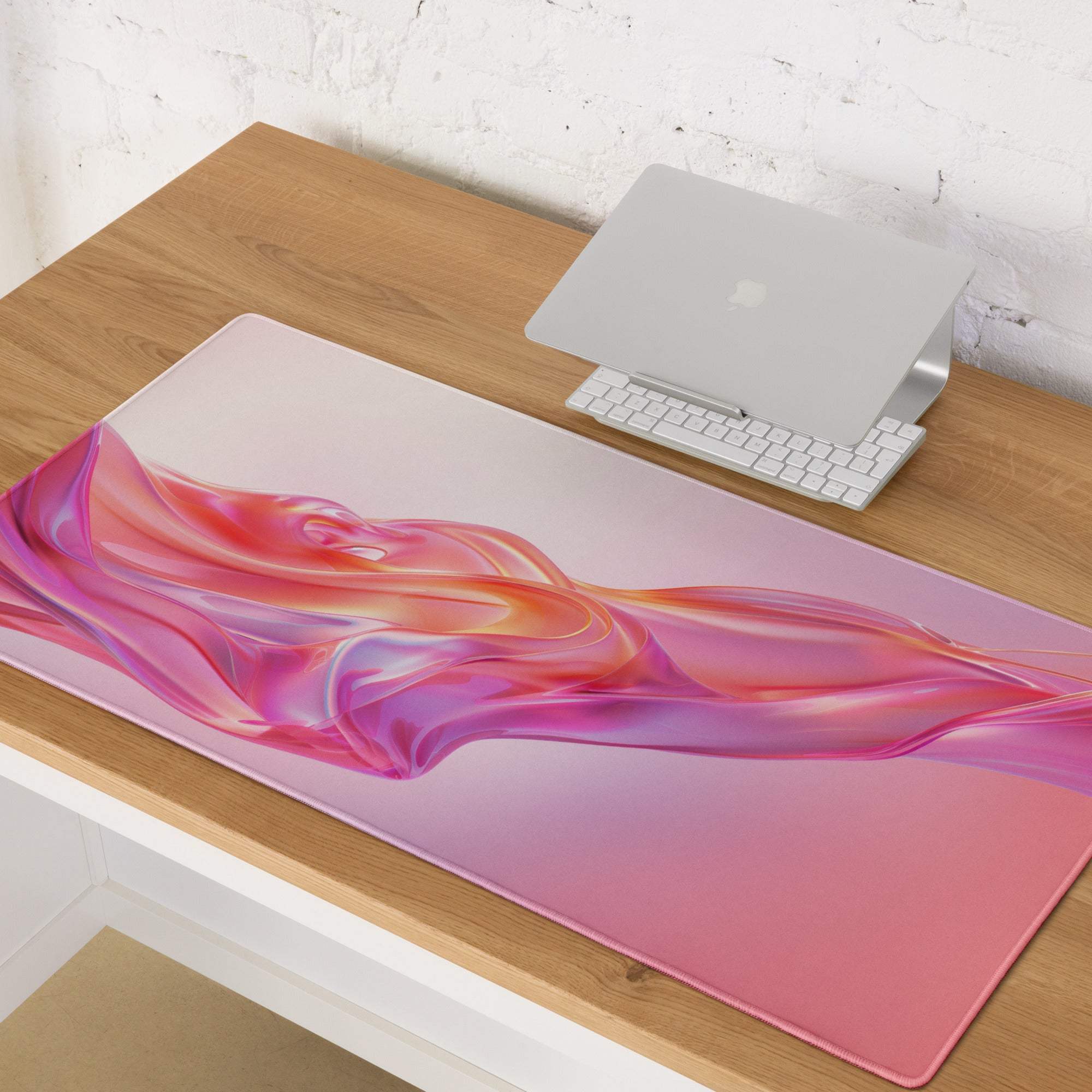 Vibrant pink purple gradient large gaming mouse pad with non-slip base