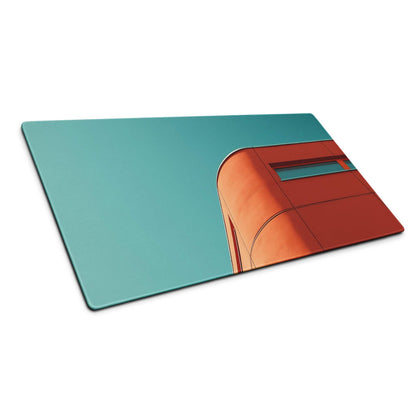 Teal sky orange modern building rectangular glass cutting board