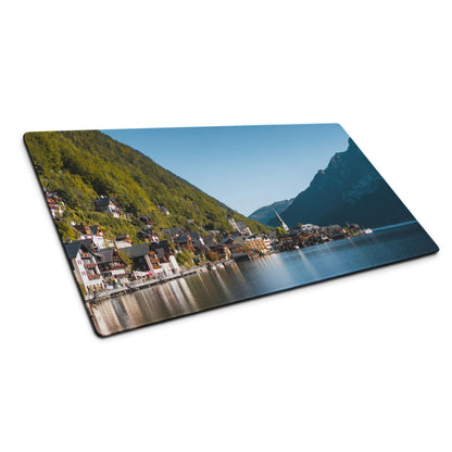 Blue Mountain Lake scenic gaming mouse pad with lakeside village view