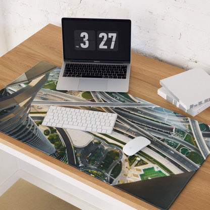 Cinematic cityscape aerial highway interchange gaming mouse pad
