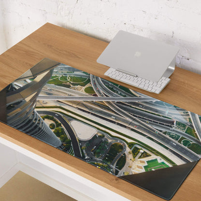Cinematic cityscape aerial view vibrant urban gaming mouse pad