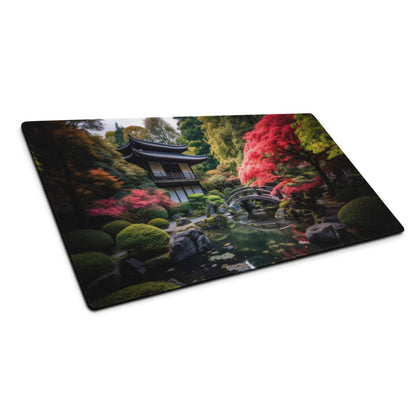 Tranquil Japanese garden large gaming mouse pad with non-slip base
