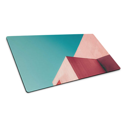 Teal pink minimalist large gaming mouse pad with sleek glass-like geometric design
