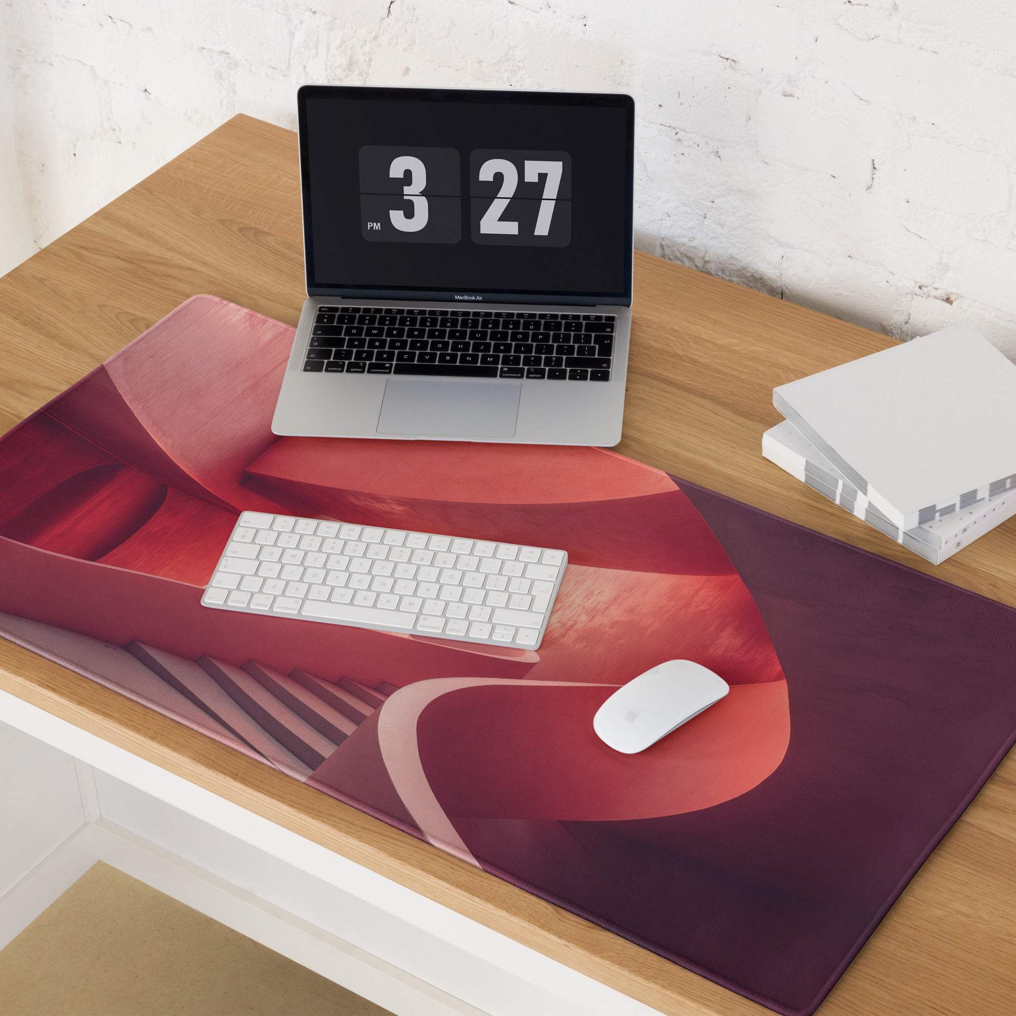 Vibrant red purple abstract pink spiral gaming mouse pad large non-slip base