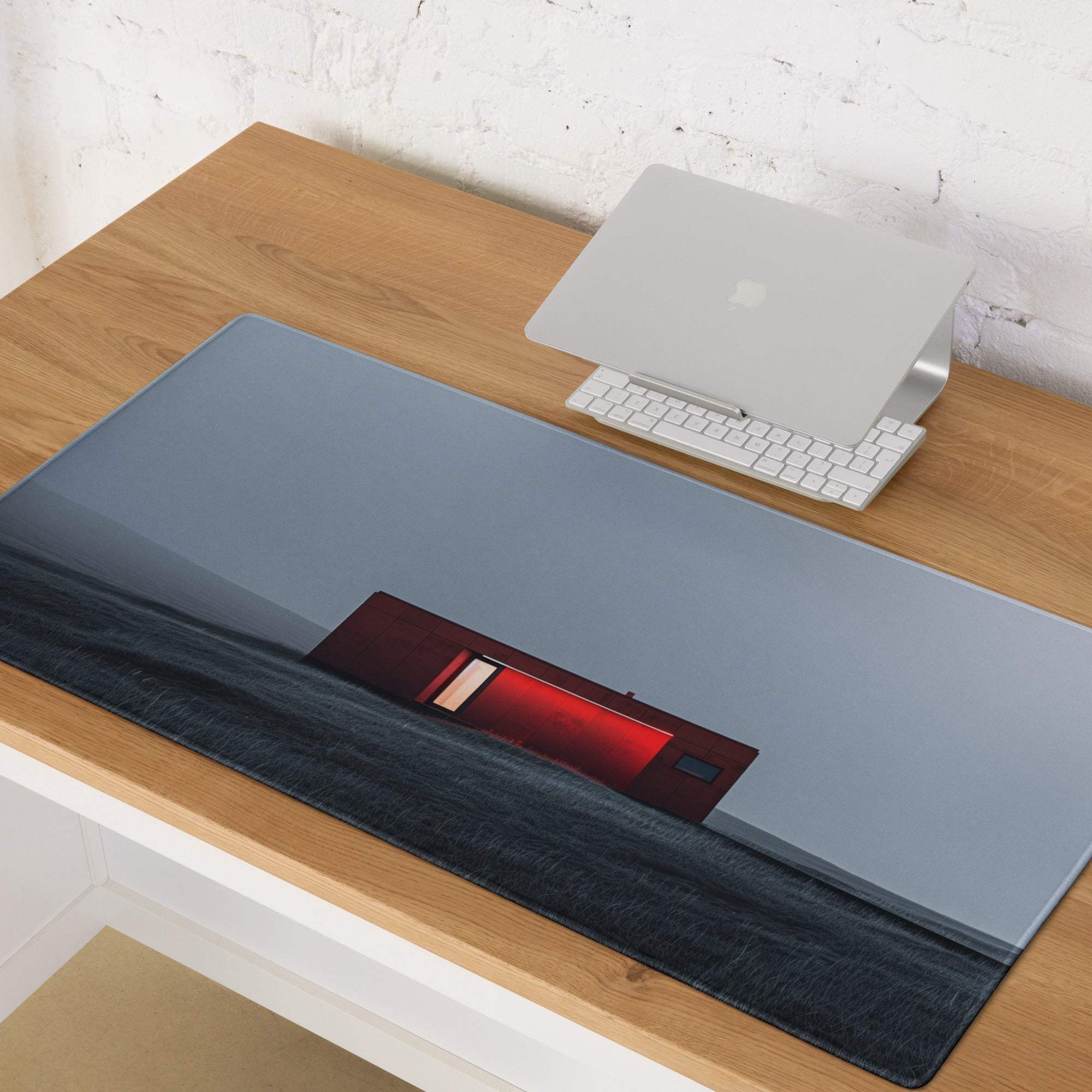 Minimalist red house dusk gaming mouse pad large non-slip esports setup