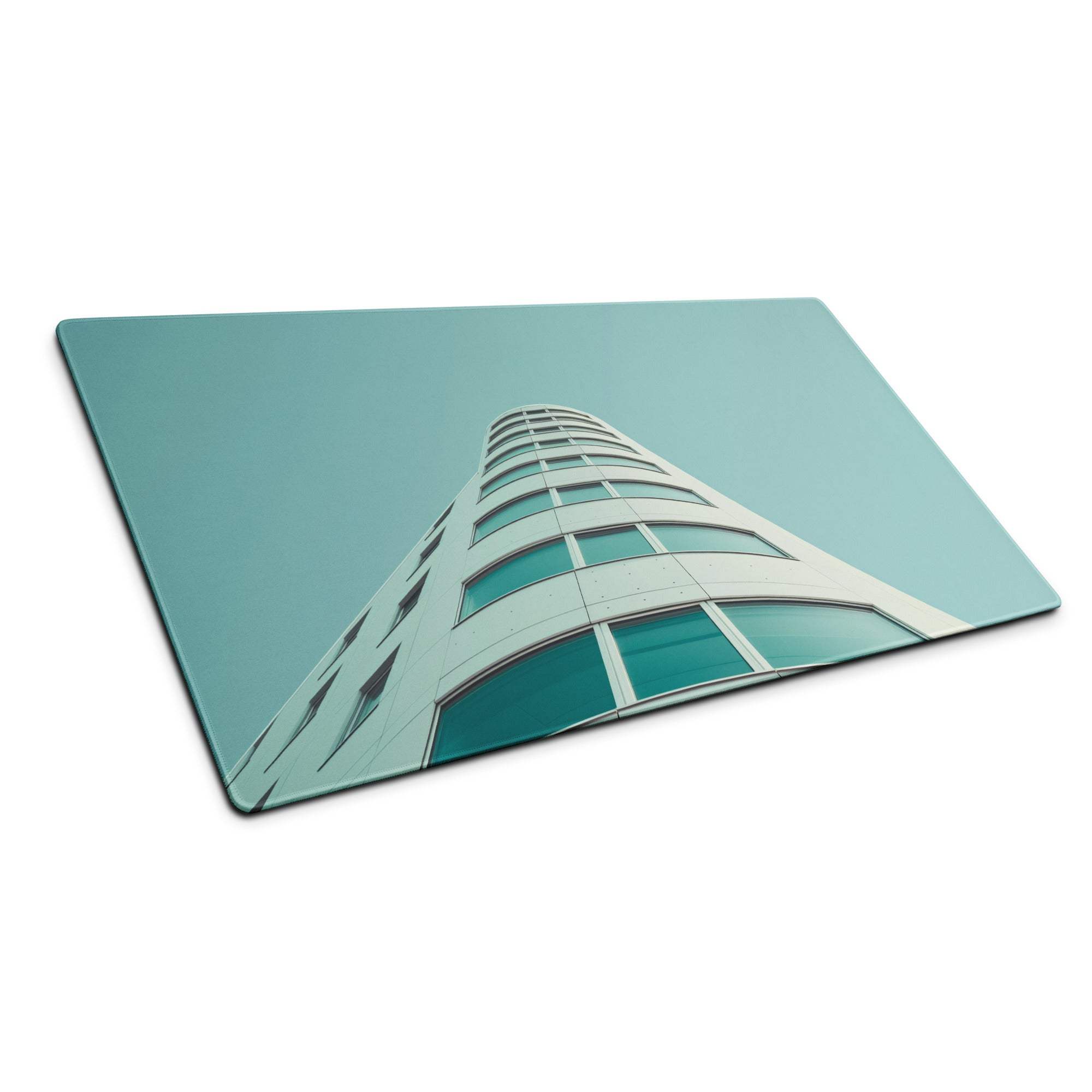 Modern architecture teal large gaming mouse pad with glass-like design