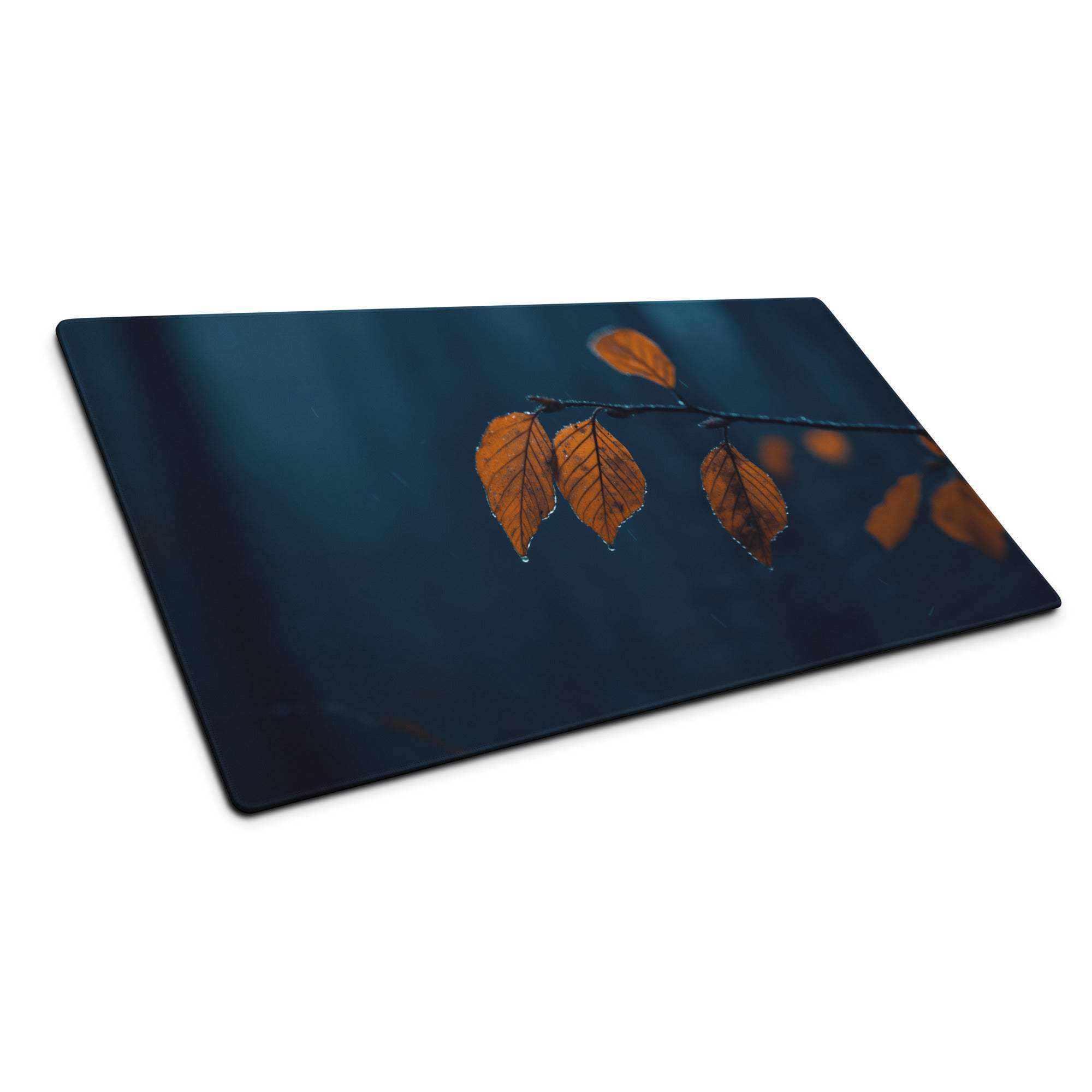 Rectangular cutting board with moody night deep blue orange autumn leaves print