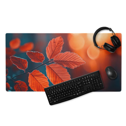 Autumn leaves warm sunset large gaming mouse pad with vibrant design