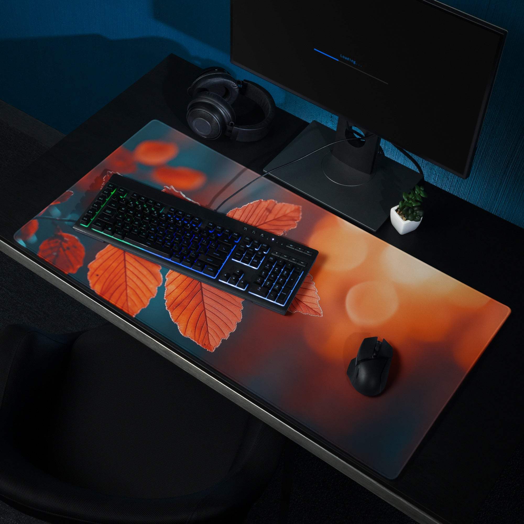 Autumn Leaves gaming mouse pad with vibrant leaf design and non-slip base