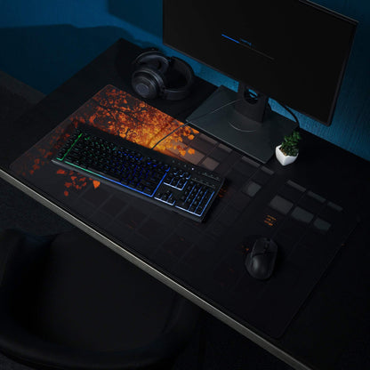 Black Moody Autumn Leaves gaming mouse pad with non-slip backing