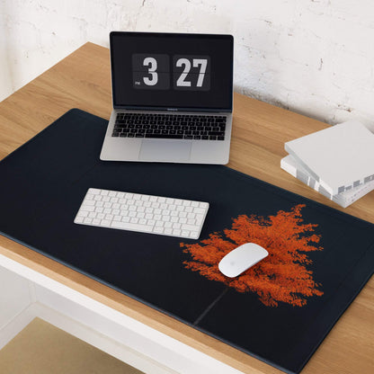 Black mousepad with orange tree design, artistic autumn gaming pad