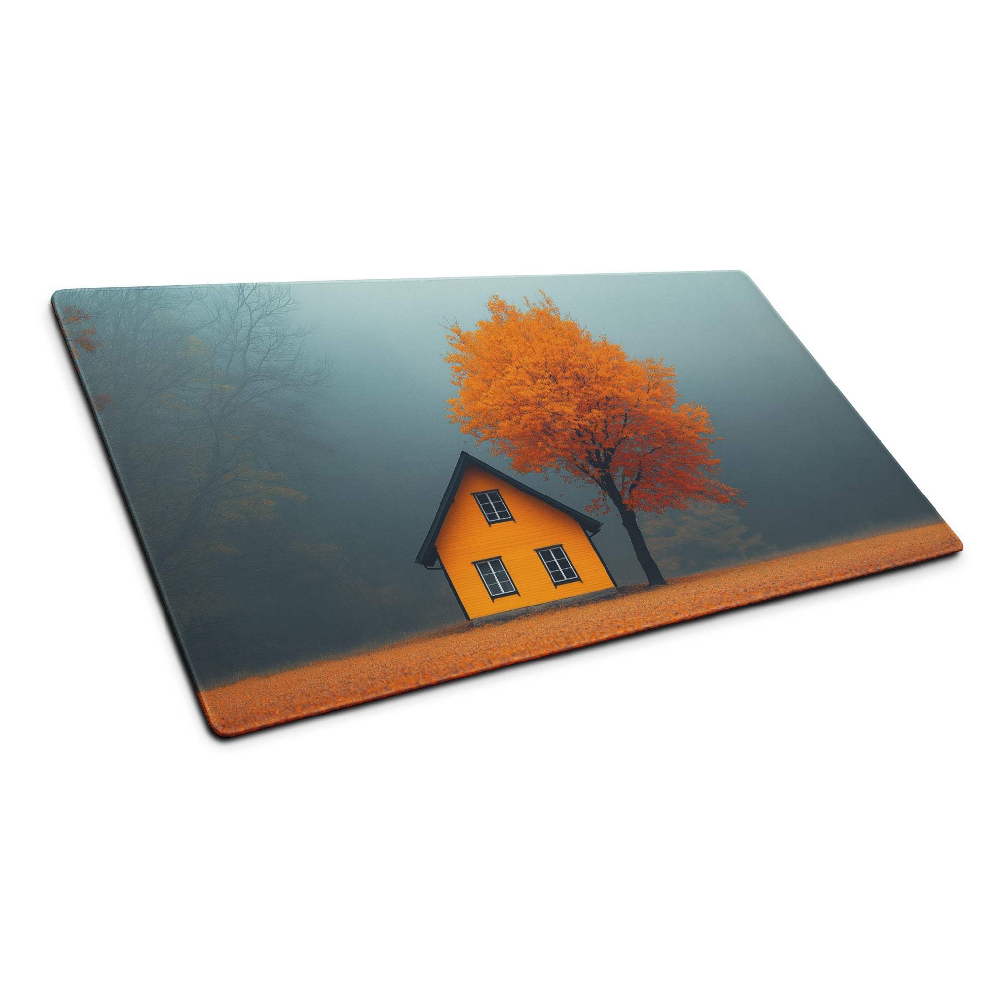 Autumn calm orange house and tree non-slip gaming mouse pad